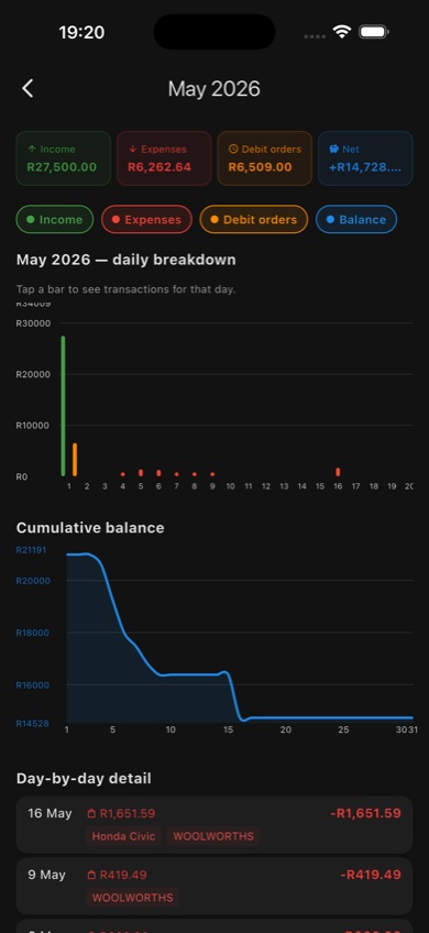 Cash Flow Chart for current month