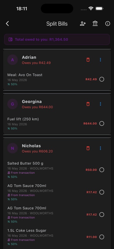Split Bills — person list